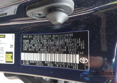 2024 Toyota Corolla Le z USA, uszkodzony, nr VIN 5YFB4MDE1RP169747